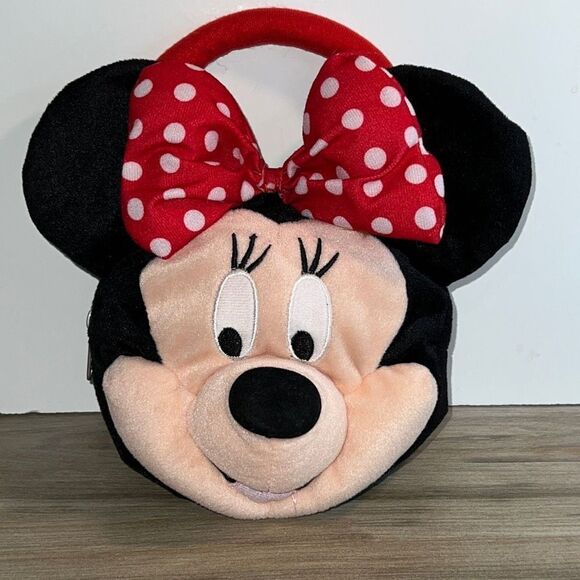 Disney Minnie Mouse Girl Purse Bag Plush Red Bow Polka Dots - Picture 1 of 8